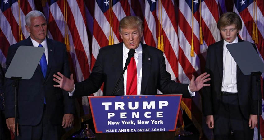 O presidente eleito dos EUA, Donald Trump, adotou discurso conciliador e elogiou Hillary Clinton em seu primeiro discurso aps o resultadoShawn Thew / EPA / Lusa